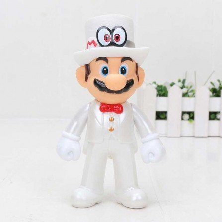 Figura Super Mario Bros Muñeco MARIO traje blanco de novio boda de PVC (13cm) muy bien acabado