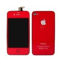 Pantalla Retina LCD + Tactil + Carcasa trasera + Boton home iPhone 4G ( Set conversión Rojo )