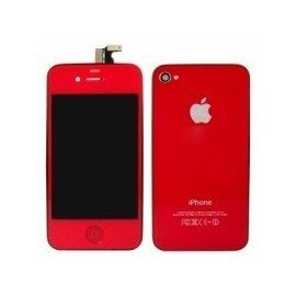 Pantalla Retina LCD + Tactil + Carcasa trasera + Boton home iPhone 4G ( Set conversión Rojo )