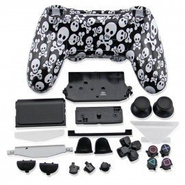 Carcasa completa + botones DualShock 4 PS4 - Calaveras negras
