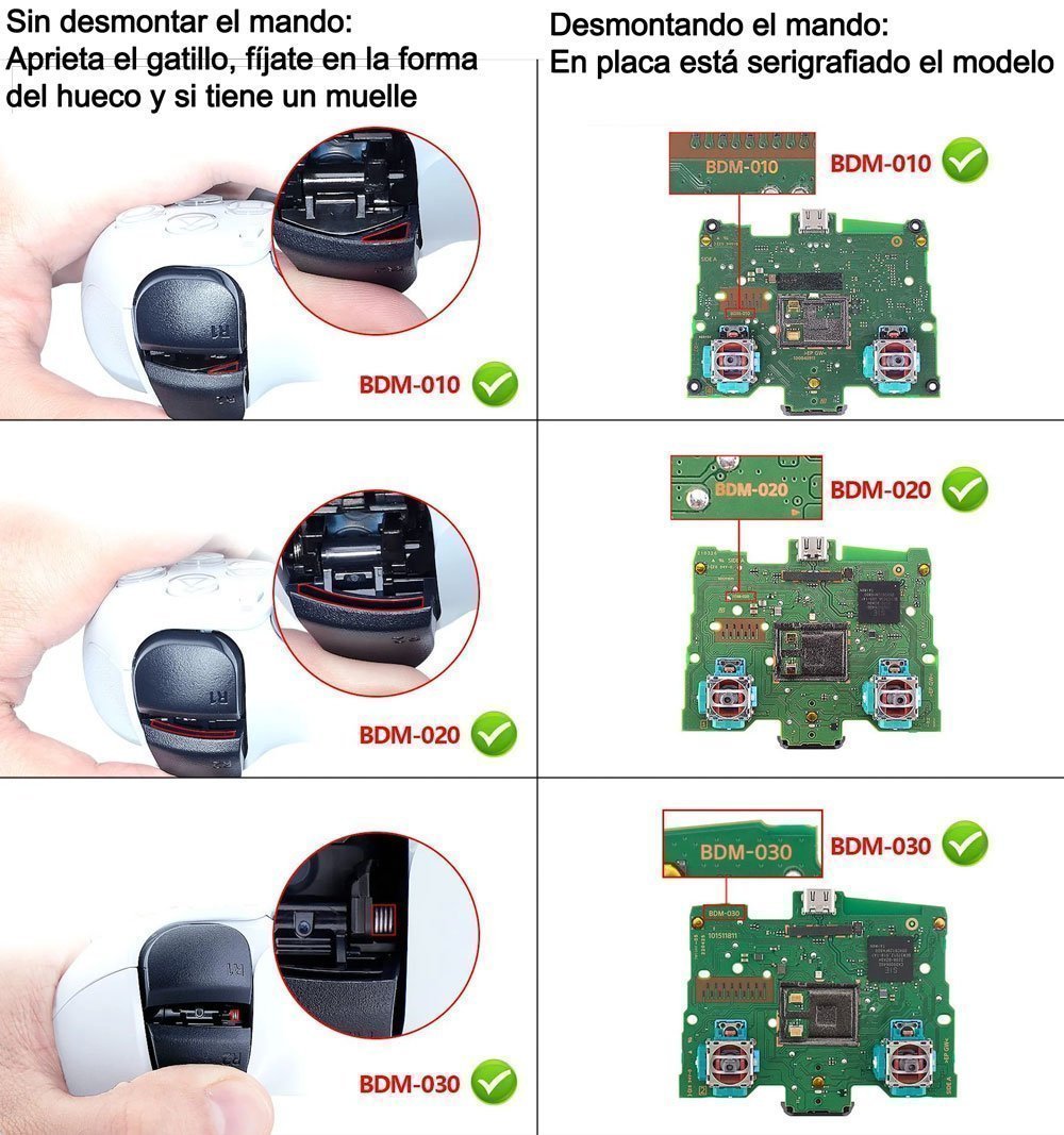 DIFERENCIAR VERSION MANDO PS5 gatillo click mouse